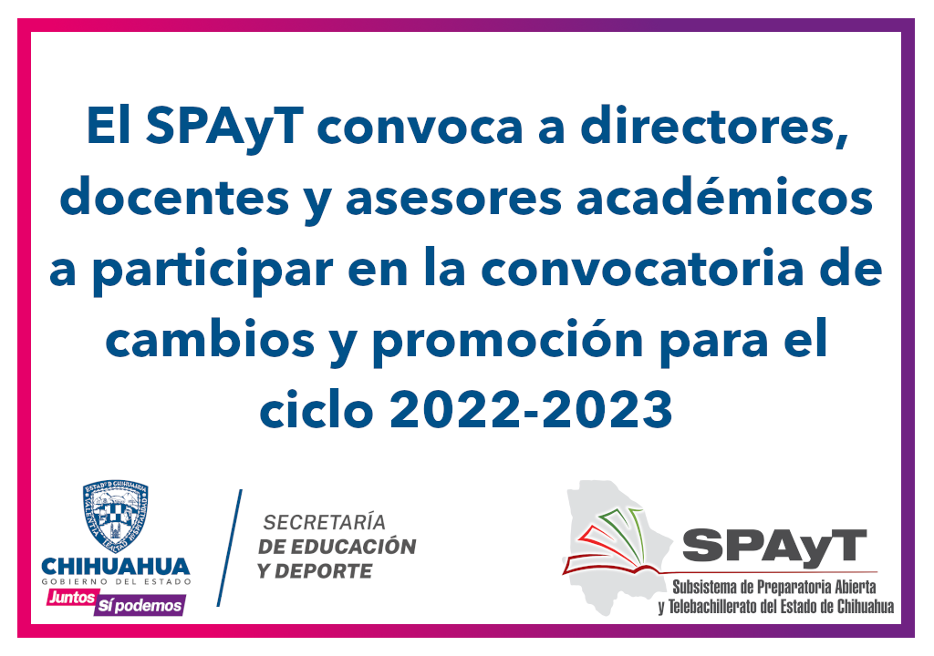 spayt invita a participar en la convocatoria de cambios y promocion 2022 - 2023
